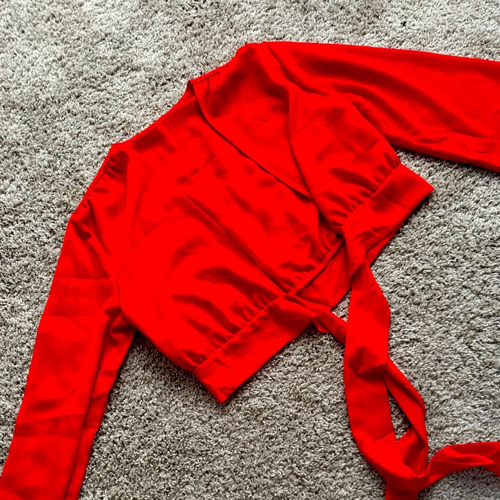 Vibrant Red Wrap Top light weight